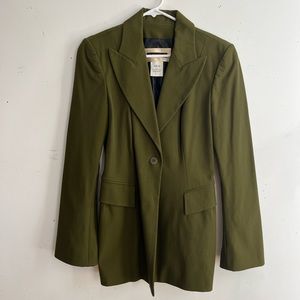 Plein Sud olive blazer one button side pockets longer elegant 40/8 90s french